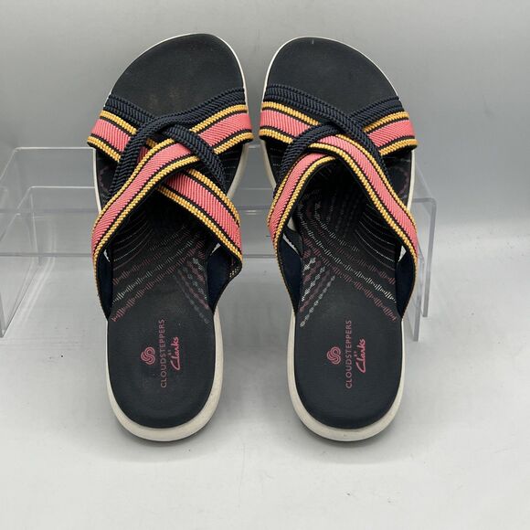 Clarks Cloudsteppers Women's 8.5M Mira Isle MultiColor Strappy Slide Sandals - Picture 4 of 9